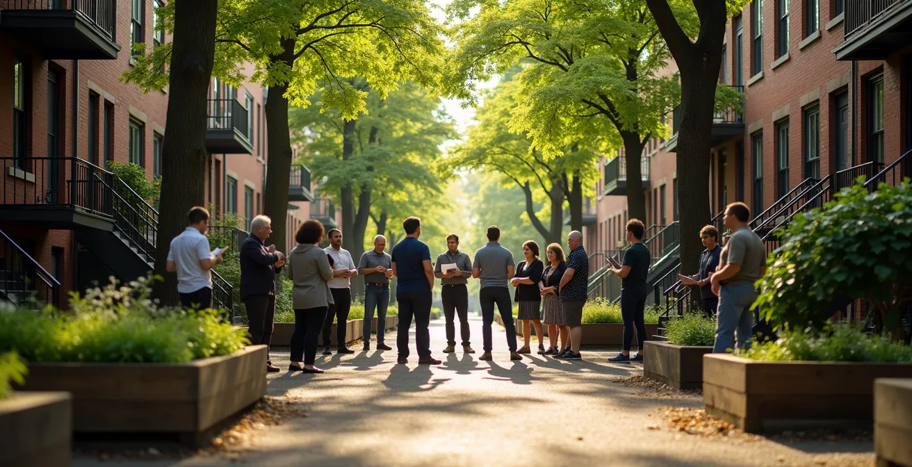 Réunion de comité citoyen dans un quartier de Montréal