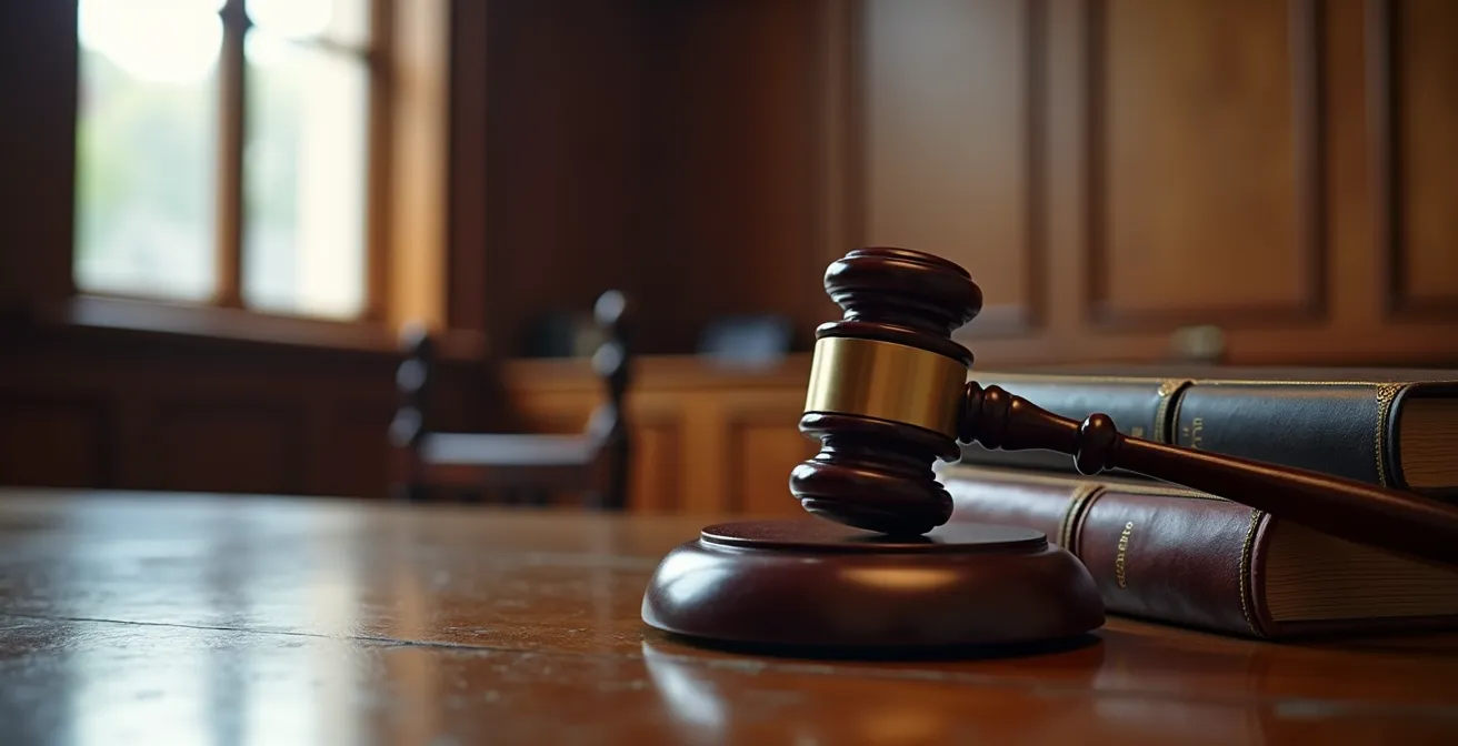 Intérieur d'une salle d'audience québécoise montrant l'architecture traditionnelle