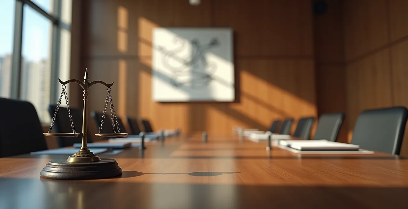 Vue d'une salle d'audience moderne du TAQ avec mobilier sobre et éclairage naturel