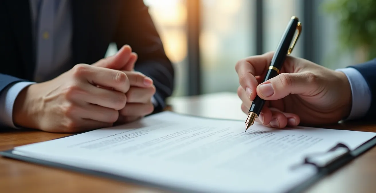 Signature d'un contrat commercial avec clause d'arbitrage dans un bureau montréalais